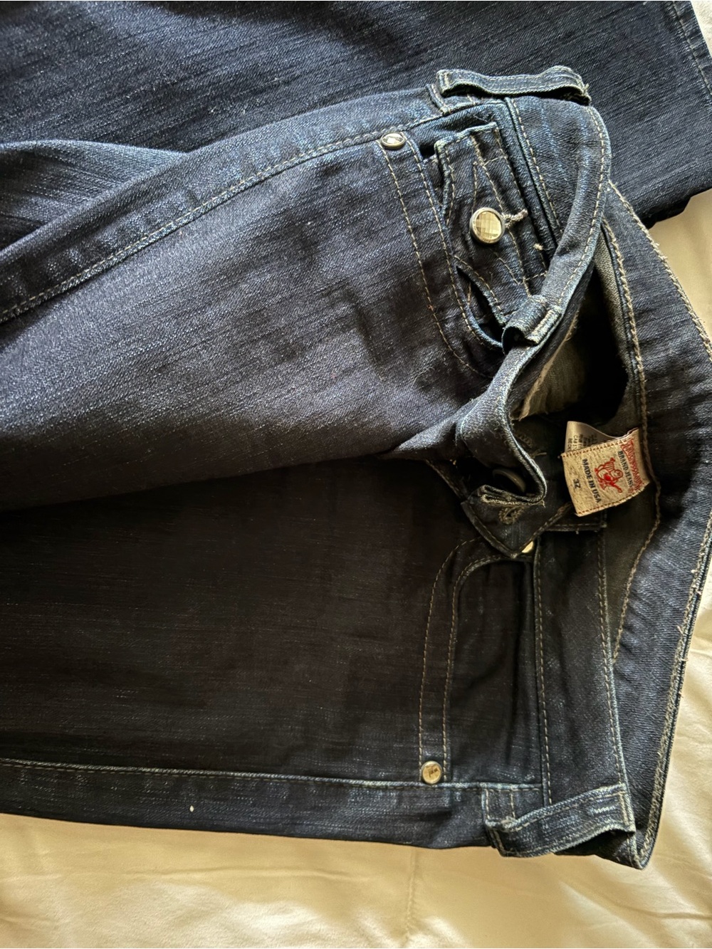 True Religion Women's Dark Indigo Wide Leg Jeans